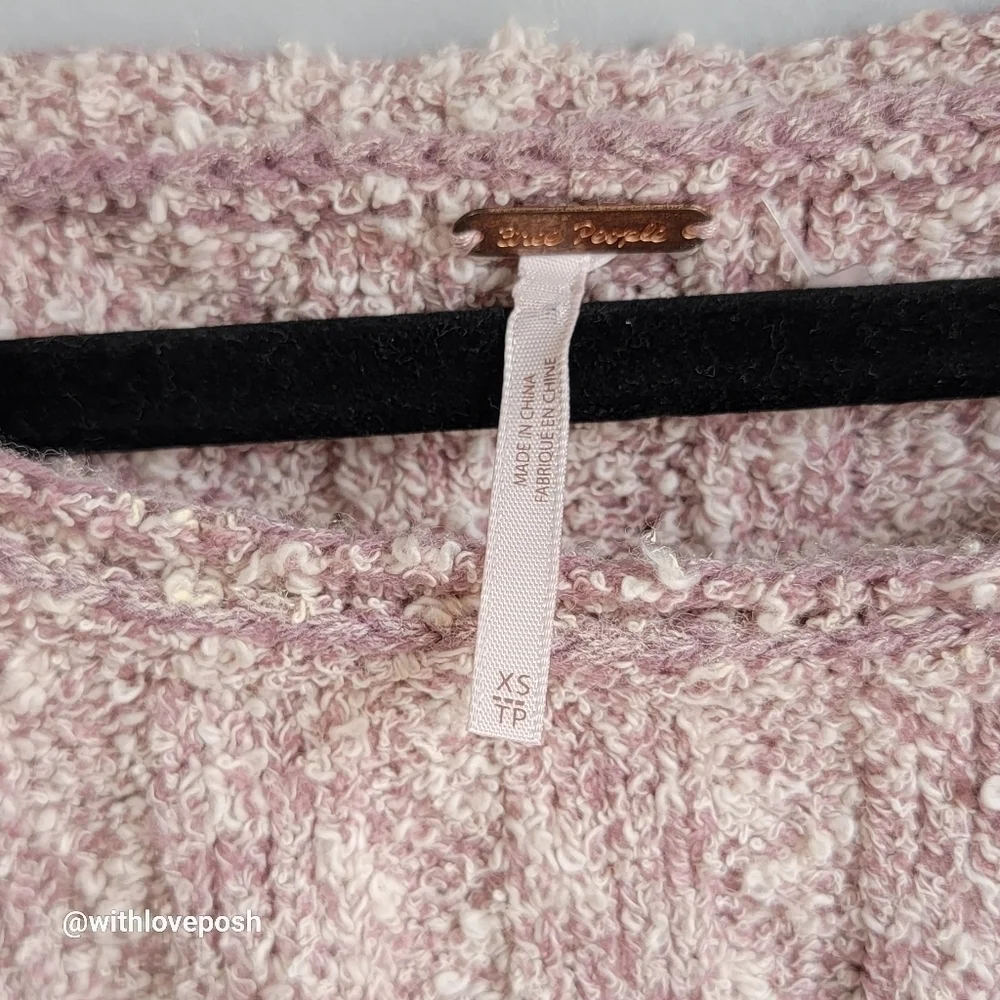 FREE PEOPLE pink knit oversized sweater top  XS